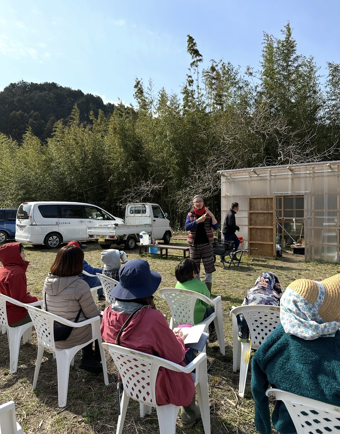 屋外での座学